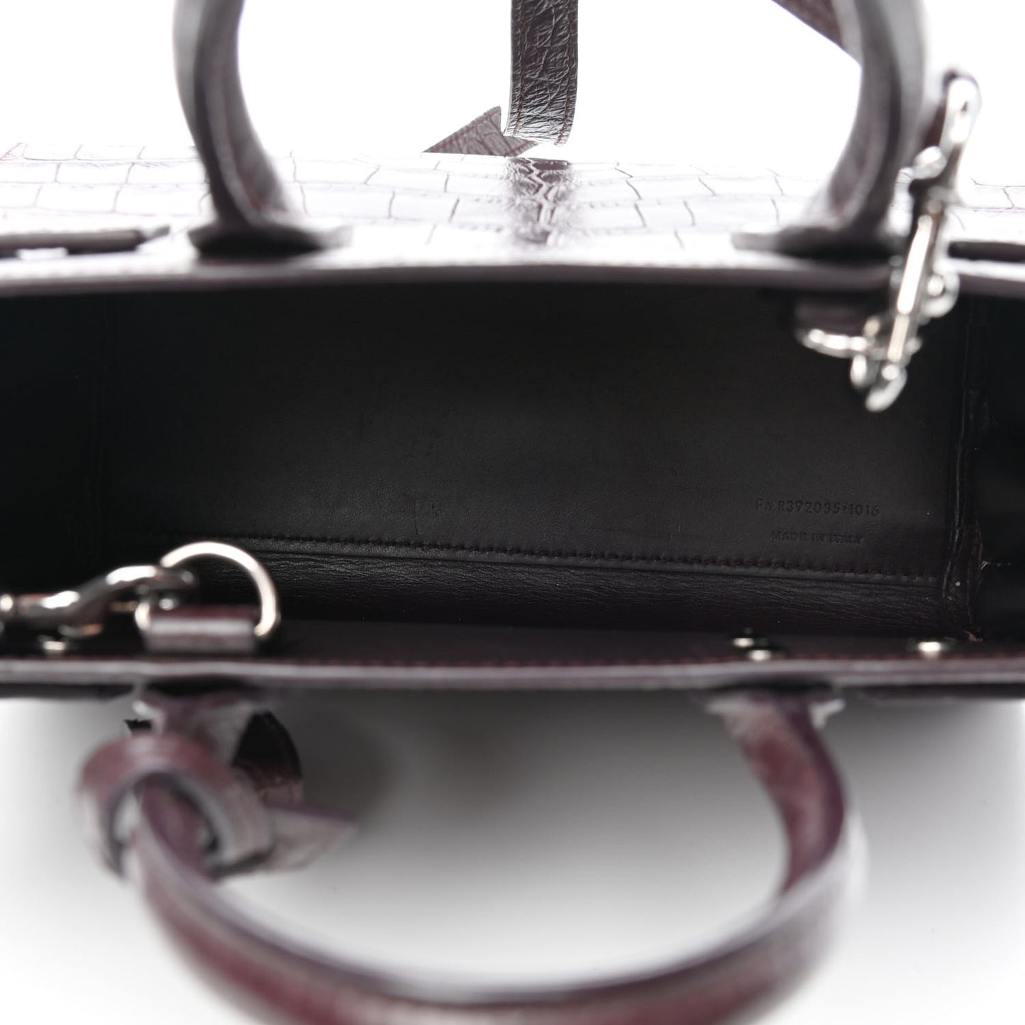 Calfskin Crocodile Embossed Nano Sac De Jour Bordeaux