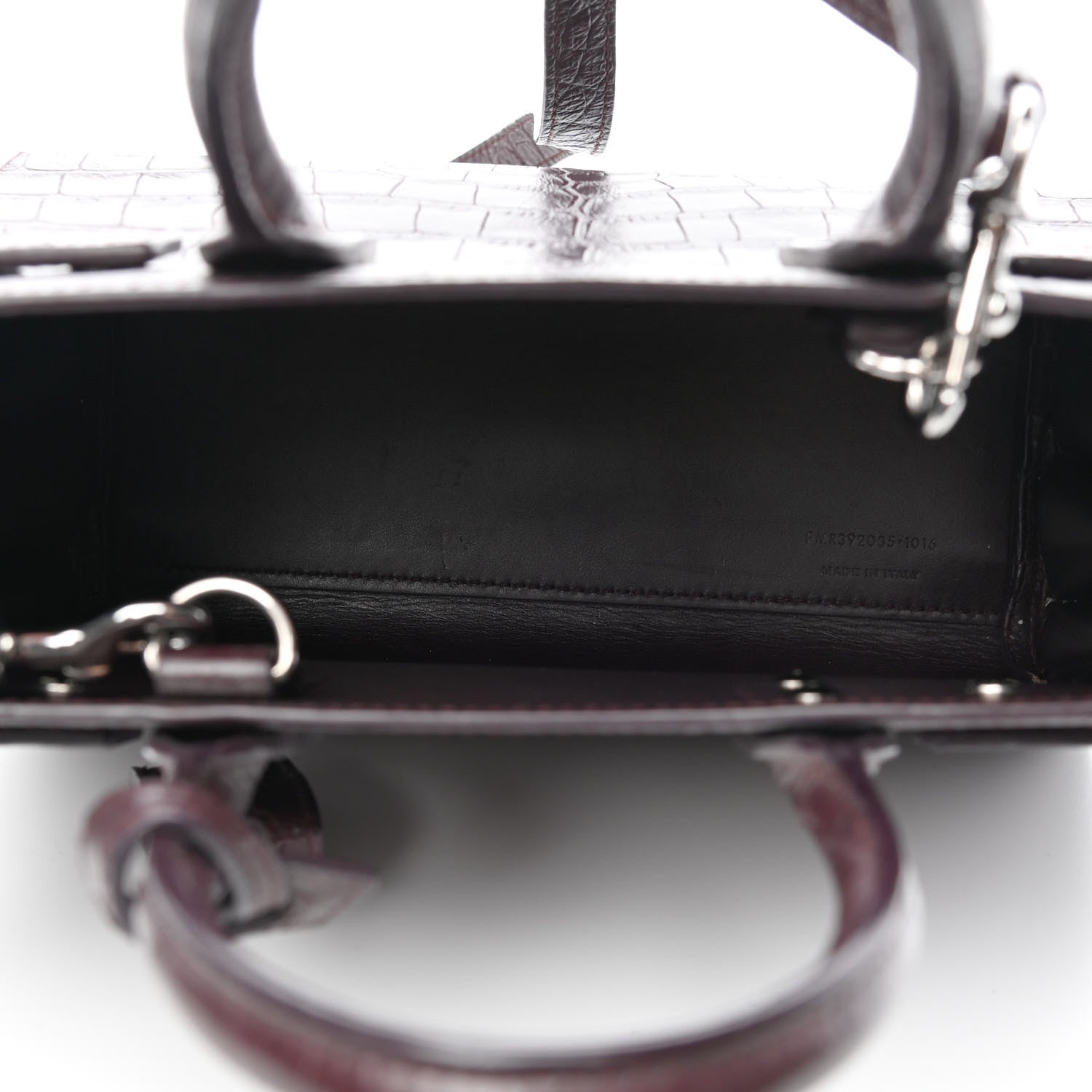 Saint Laurent Calfskin Crocodile Embossed Nano Sac De Jour Bordeaux 4 of 4