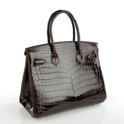 Hermes Shiny Niloticus Crocodile Birkin 30 Havane 4 of 23