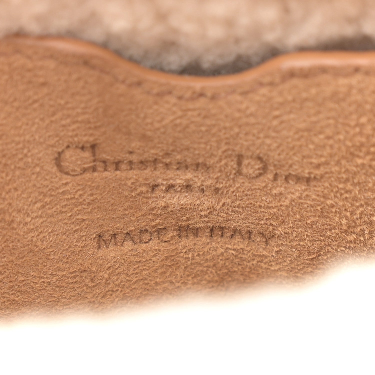 Christian Dior Suede Shearling Medium Bobby Flap Natural 6 of 10