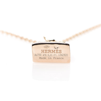Hermes 18K Rose Gold Diamond Kelly Amulette Pendant Necklace 4 of 6