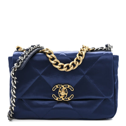 Chanel Satin Quilted Medium Chanel 19 Flap Blue 1 of 11
