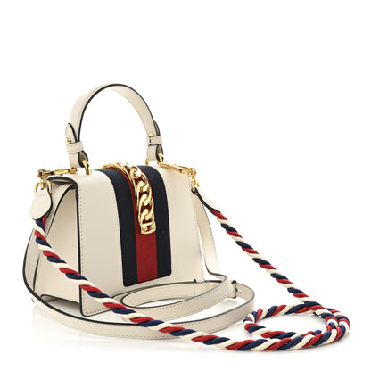 Gucci Calfskin Mini Sylvie Top Handle Bag White 3 of 10