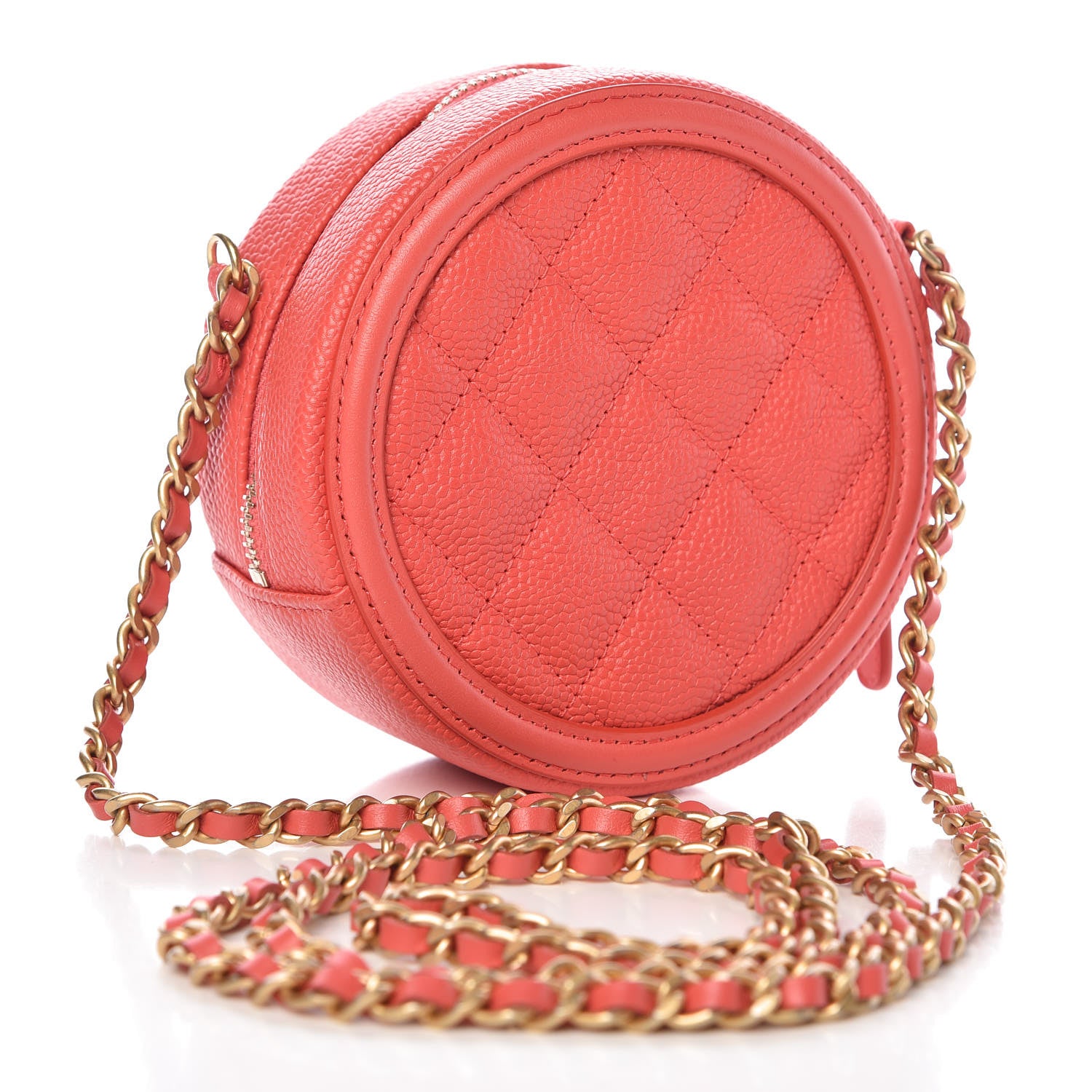 Chanel Caviar Quilted Round Filigree Crossbody Red 3 of 9