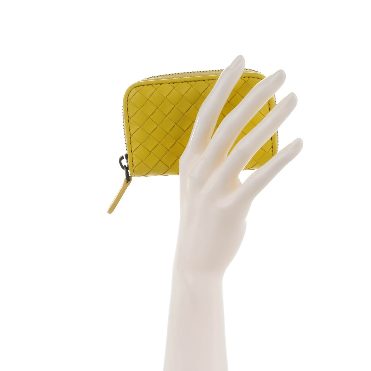 Bottega Veneta Nappa Intreccoato Zip Around Coin Purse New Chartreuse 2 of 8