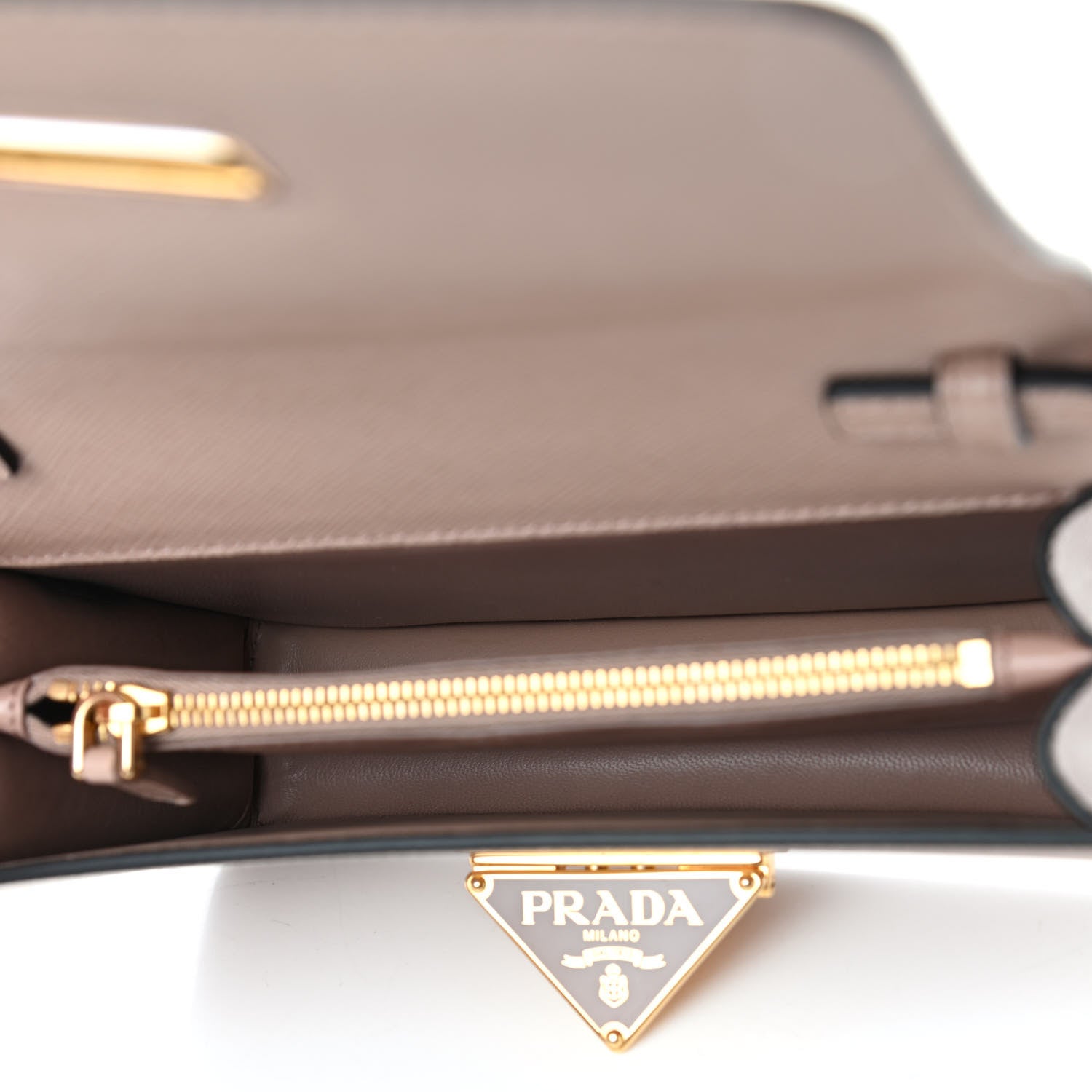 Prada Saffiano Bandoliera Flip Lock Chain Crossbody Bag Cipria 4 of 4