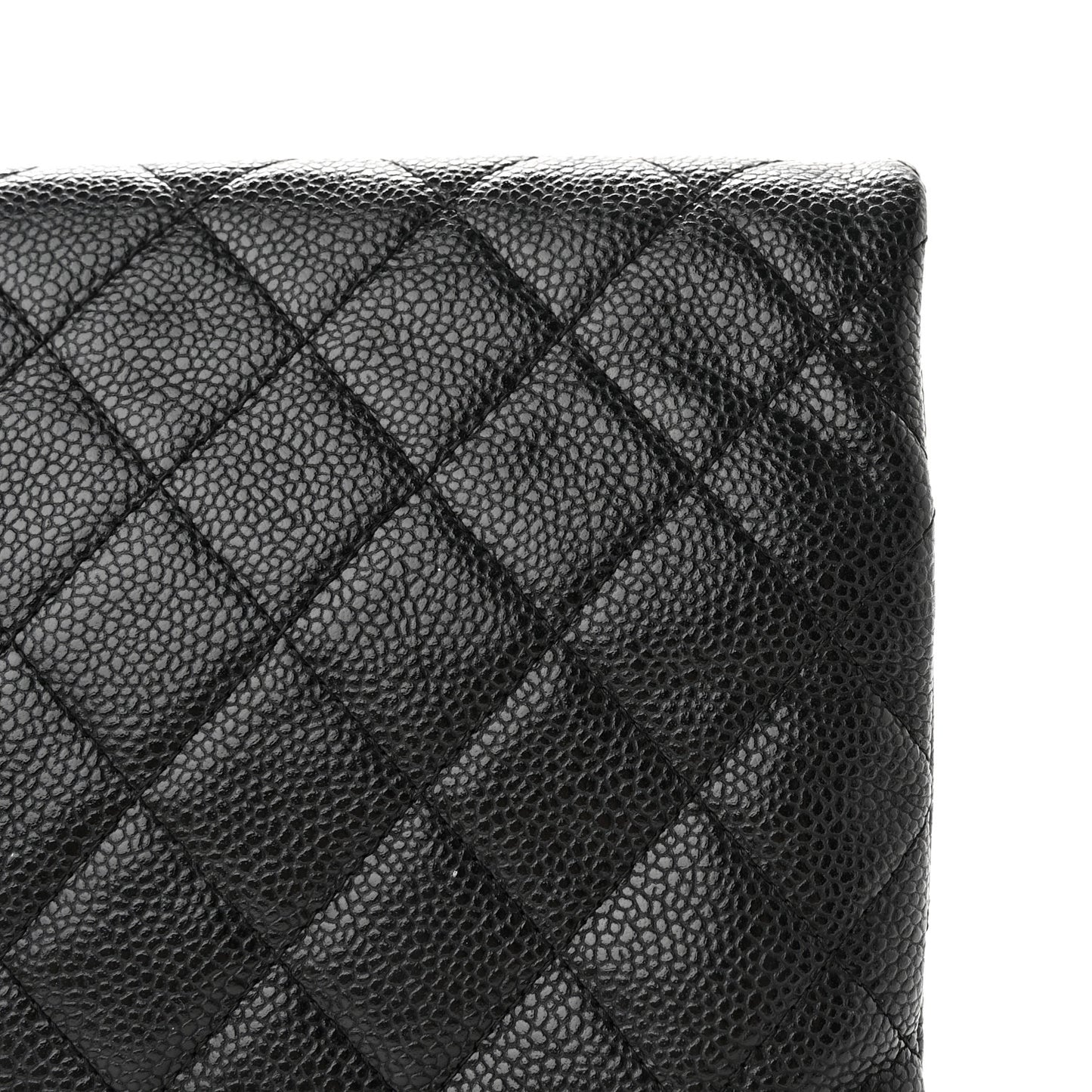 Caviar Quilted CC Beauty Clutch Black