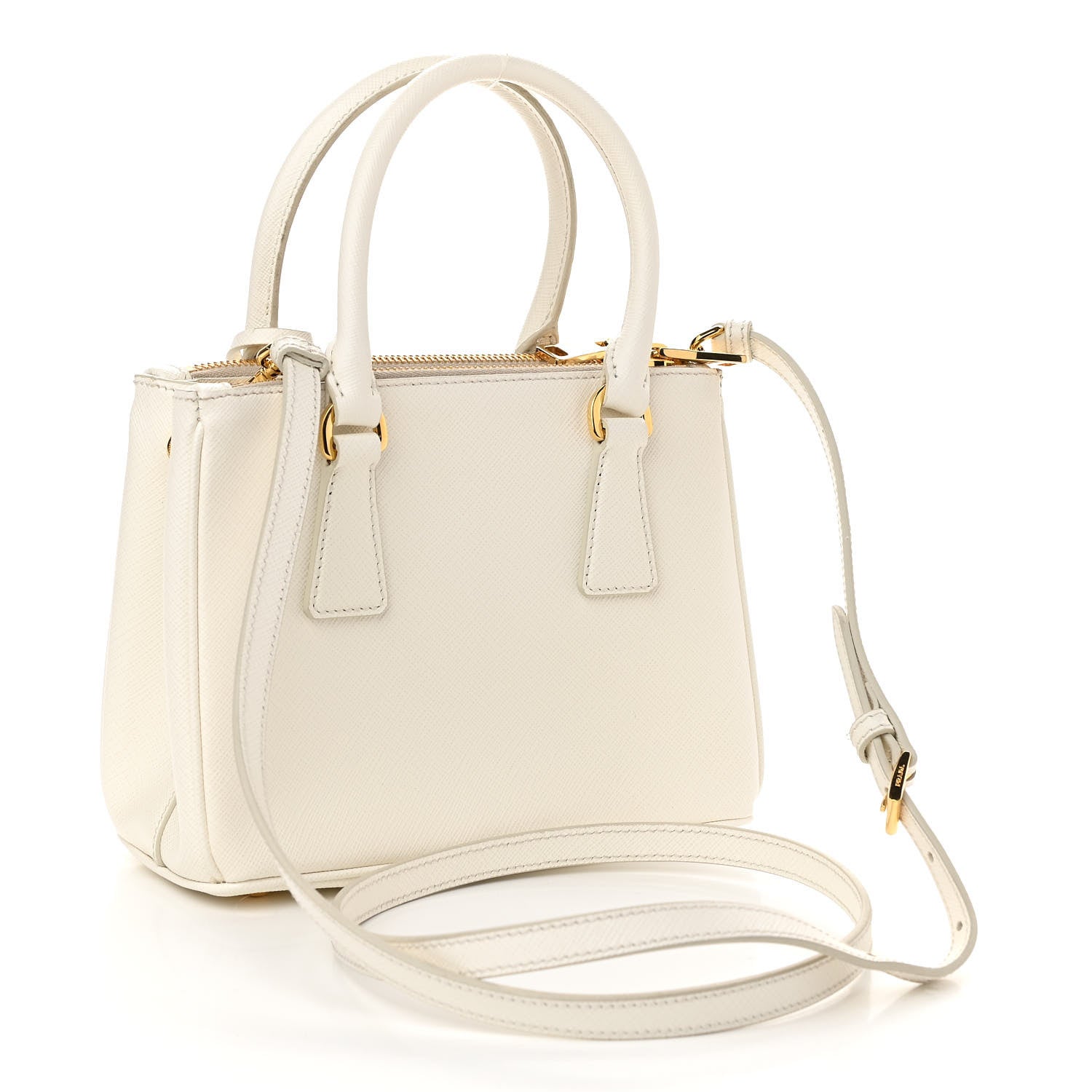 Prada Saffiano Micro Galleria Double Zip Qixi Tote White Fuoco 2 of 12