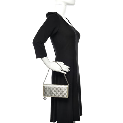 Gucci Imprime Monogram GG Pierce Chain Clutch Wallet Silver 2 of 8