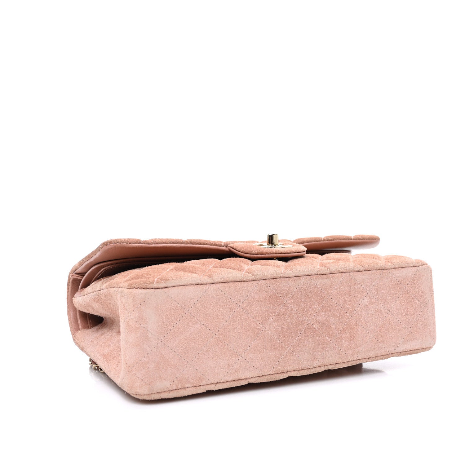 Chanel Suede Quilted Medium Double Flap Light Pink 4 of 10