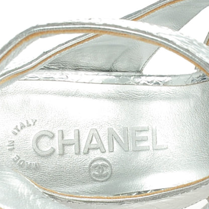 Chanel Mirror Effect Python Sandals Silver 41.5 7 of 8