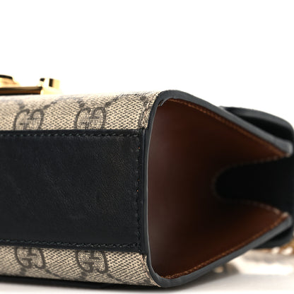 Gucci GG Supreme Monogram Calfskin Small Padlock Shoulder Bag Beige Black Cuir 10 of 12