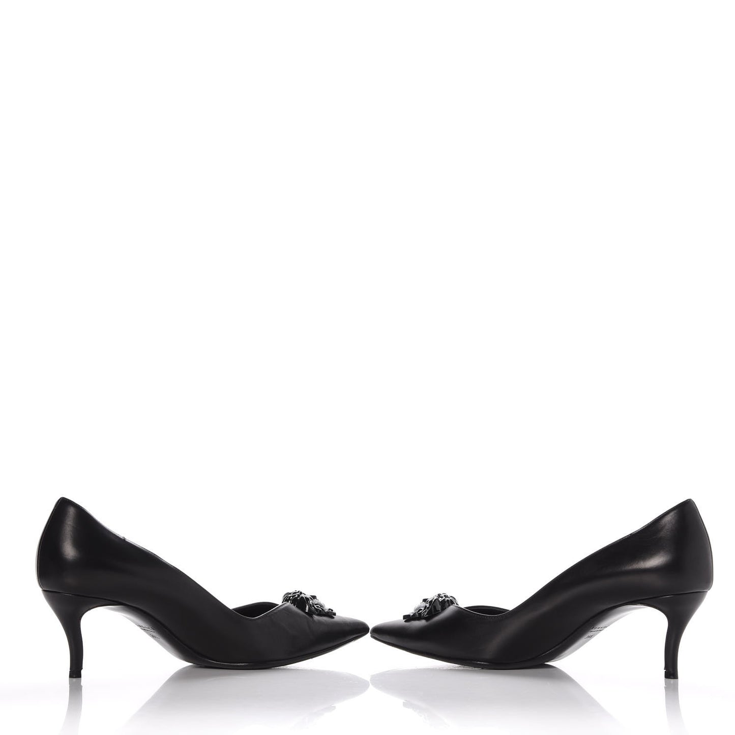 Calfskin Palazzo Kitten Pumps 39.5 Black