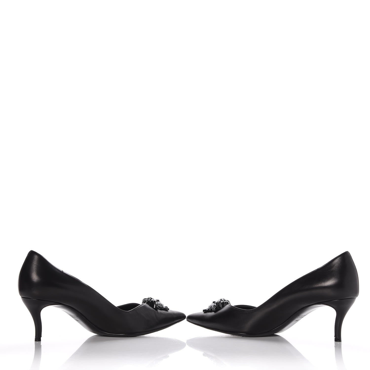 Versace Calfskin Palazzo Kitten Pumps 39.5 Black 6 of 12