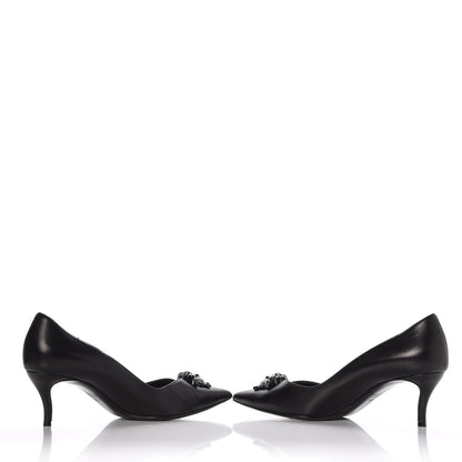 Versace Calfskin Palazzo Kitten Pumps 39.5 Black 6 of 12