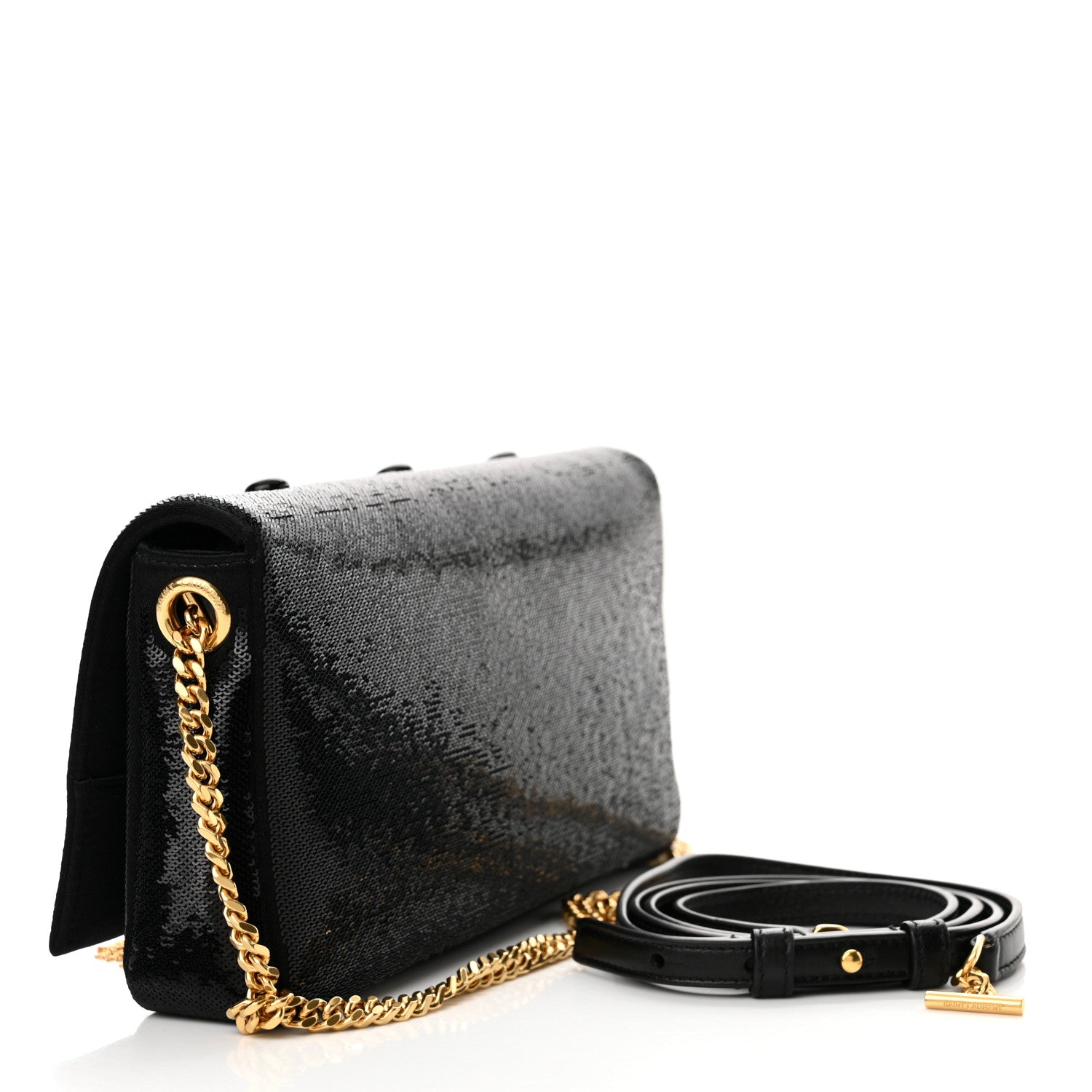 Saint Laurent Sequin Satin Monogram Tassel Kate 99 Black 3 of 9