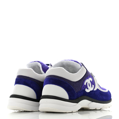 Chanel Suede Tweed Felt CC Sneakers 37 Purple 4 of 8