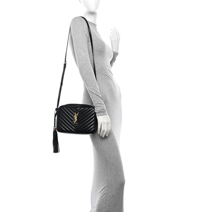 Saint Laurent Calfskin Matelasse Monogram Lou Camera Bag Black 3 of 12