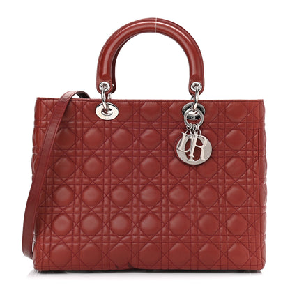 Christian Dior Lambskin Cannage Large Lady Dior Red 1 of 13