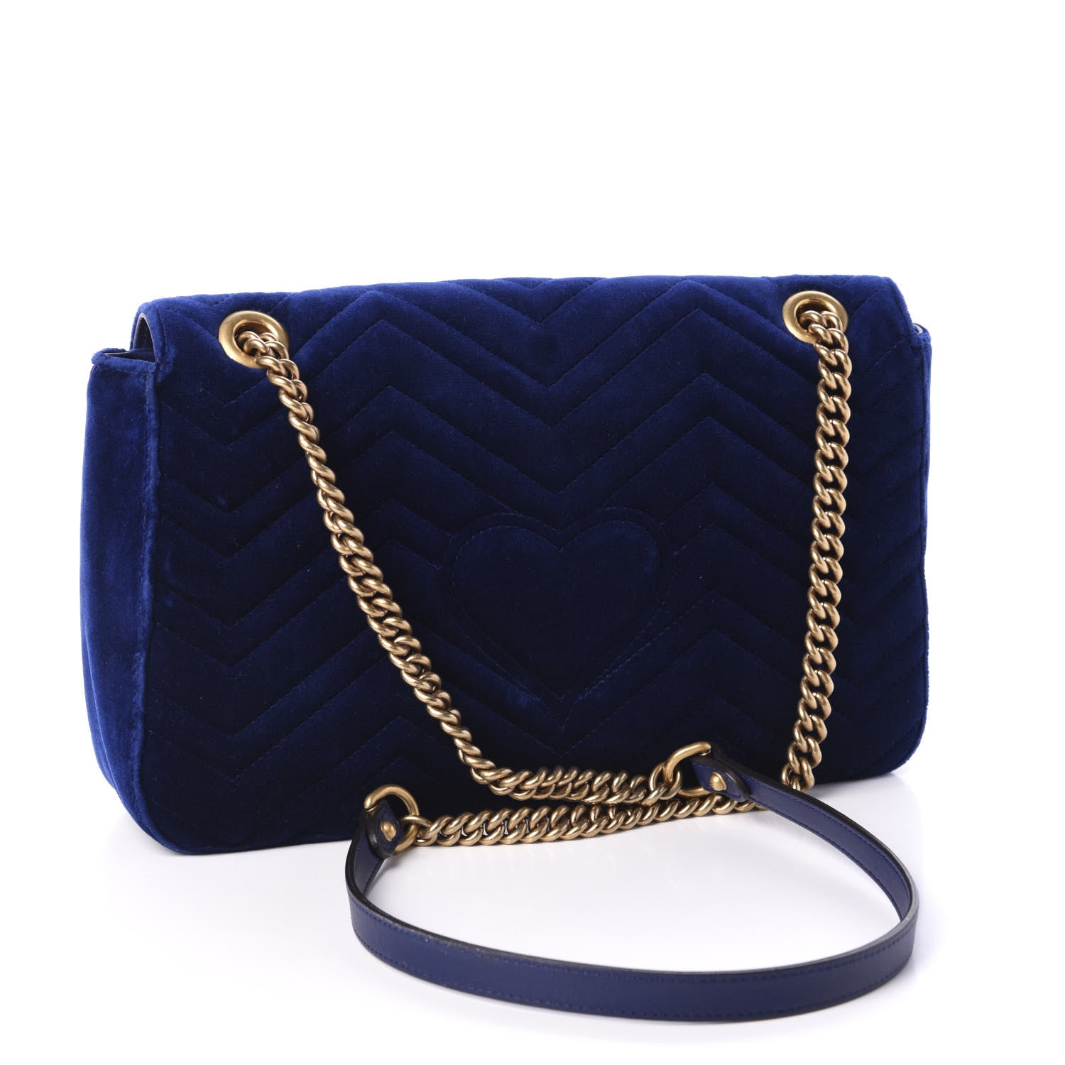 Gucci Velvet Matelasse Modern Embroidered Medium GG Marmont Shoulder Bag Cobalt 3 of 12