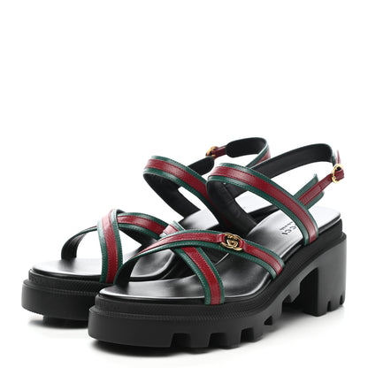 Gucci Nappa Platform Lug Sole Sandals 38 Black 2 of 9