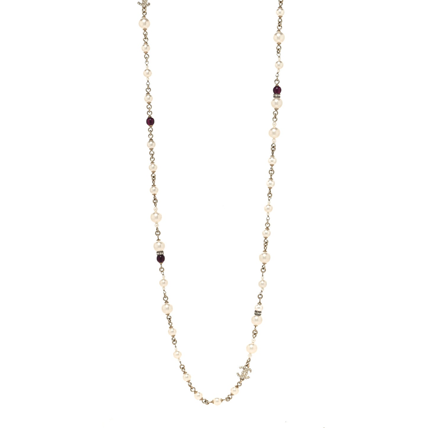 Pearl Crystal Queen of France Multi Strand Necklace Gold Red