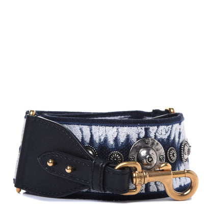 Christian Dior Canvas Embroidered Studded Tie Dye Shoulder Strap Blue 1 of 7