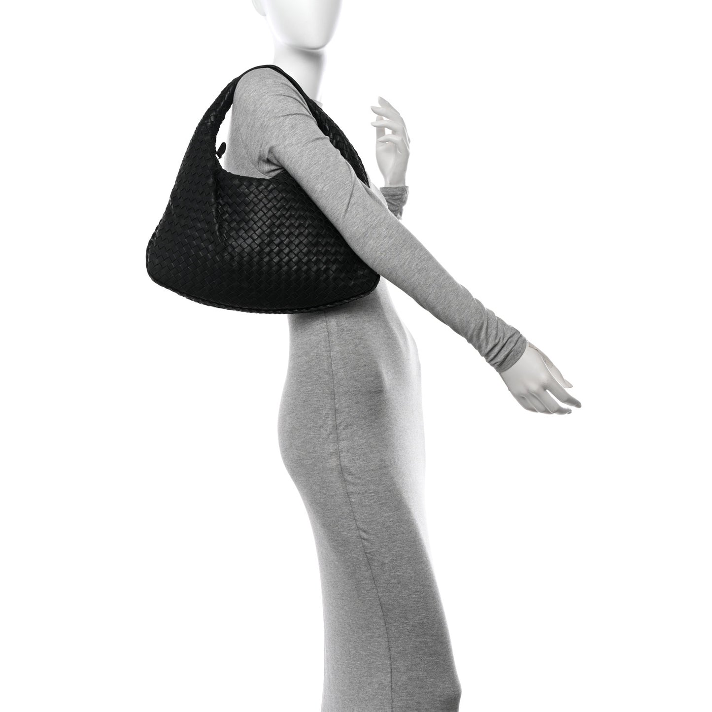 Nappa Intrecciato Medium Veneta Hobo Black