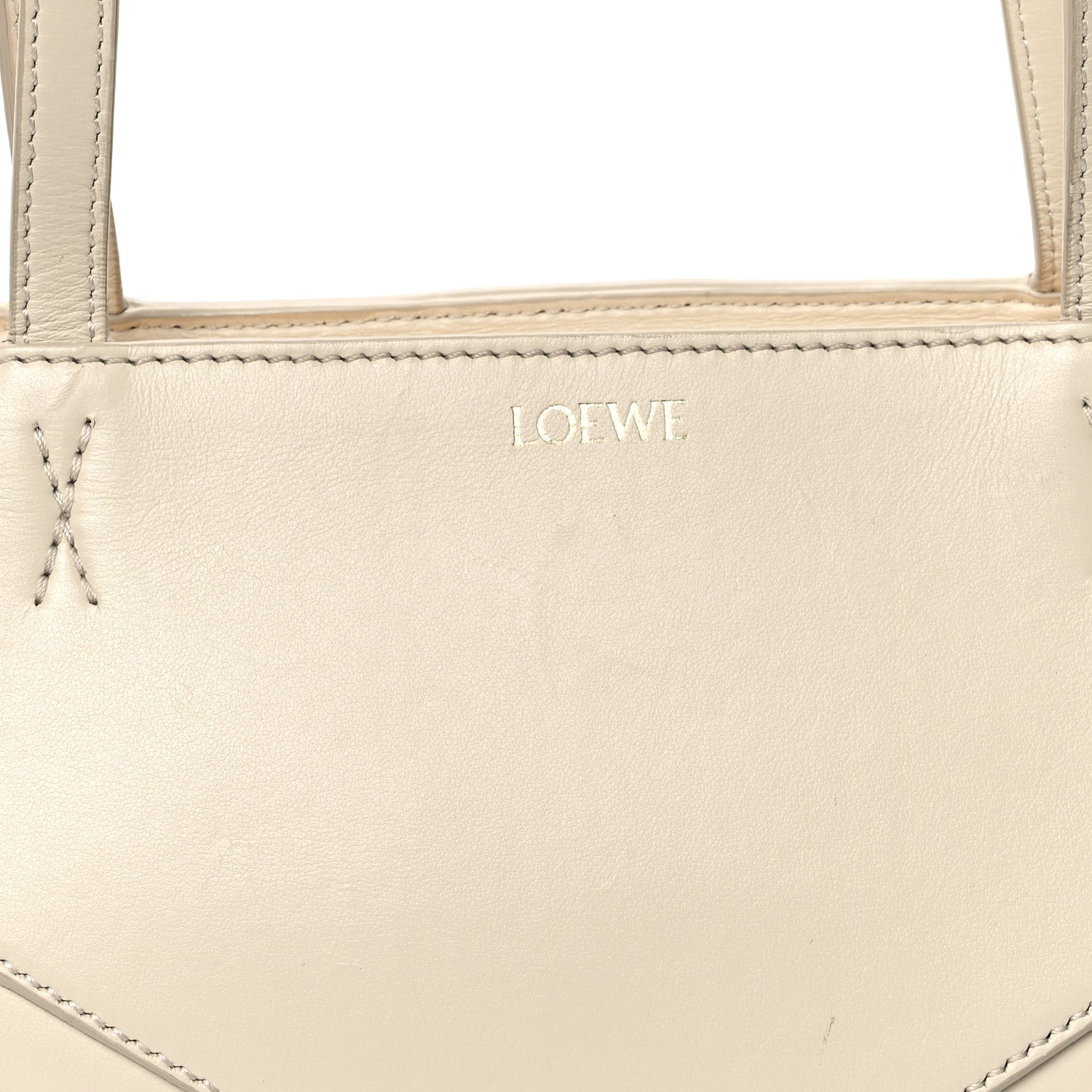 Loewe Shiny Calfskin Mini Cropped Puzzle Fold Tote White 8 of 11