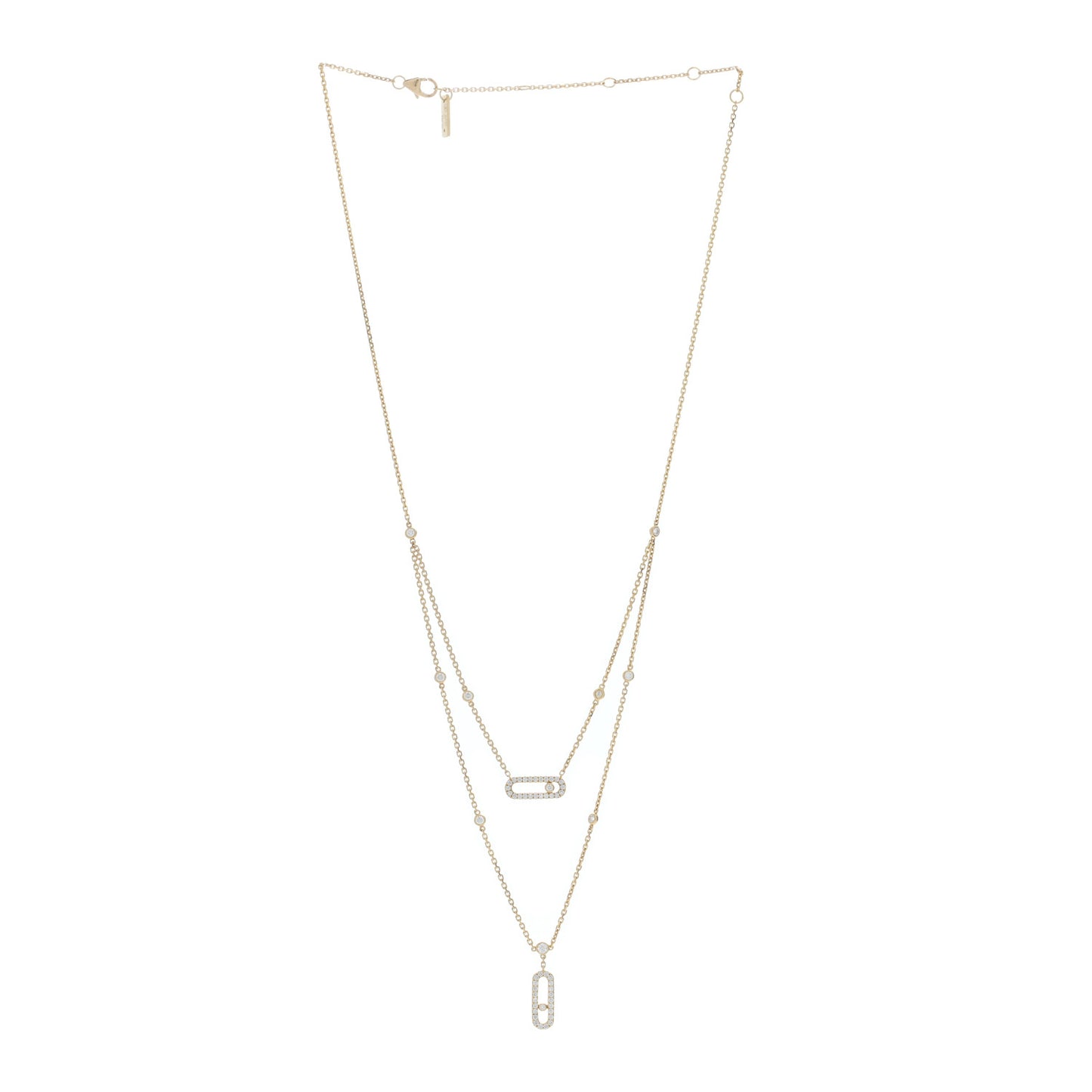 18K Yellow Gold Diamond Move Uno 2 Rows Pave Necklace