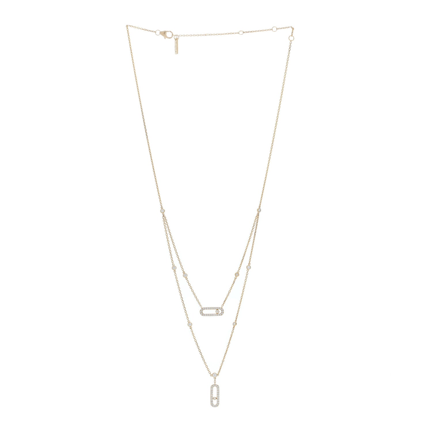 Messika 18K Yellow Gold Diamond Move Uno 2 Rows Pave Necklace 2 of 5