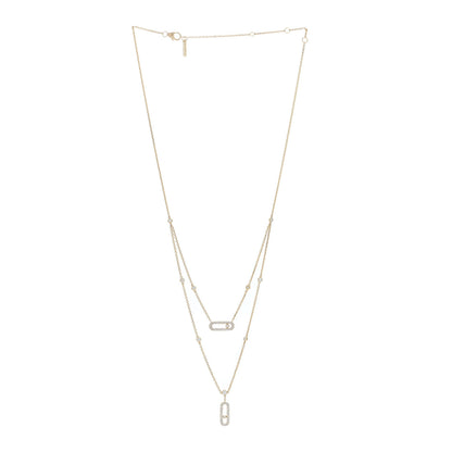 Messika 18K Yellow Gold Diamond Move Uno 2 Rows Pave Necklace 2 of 5