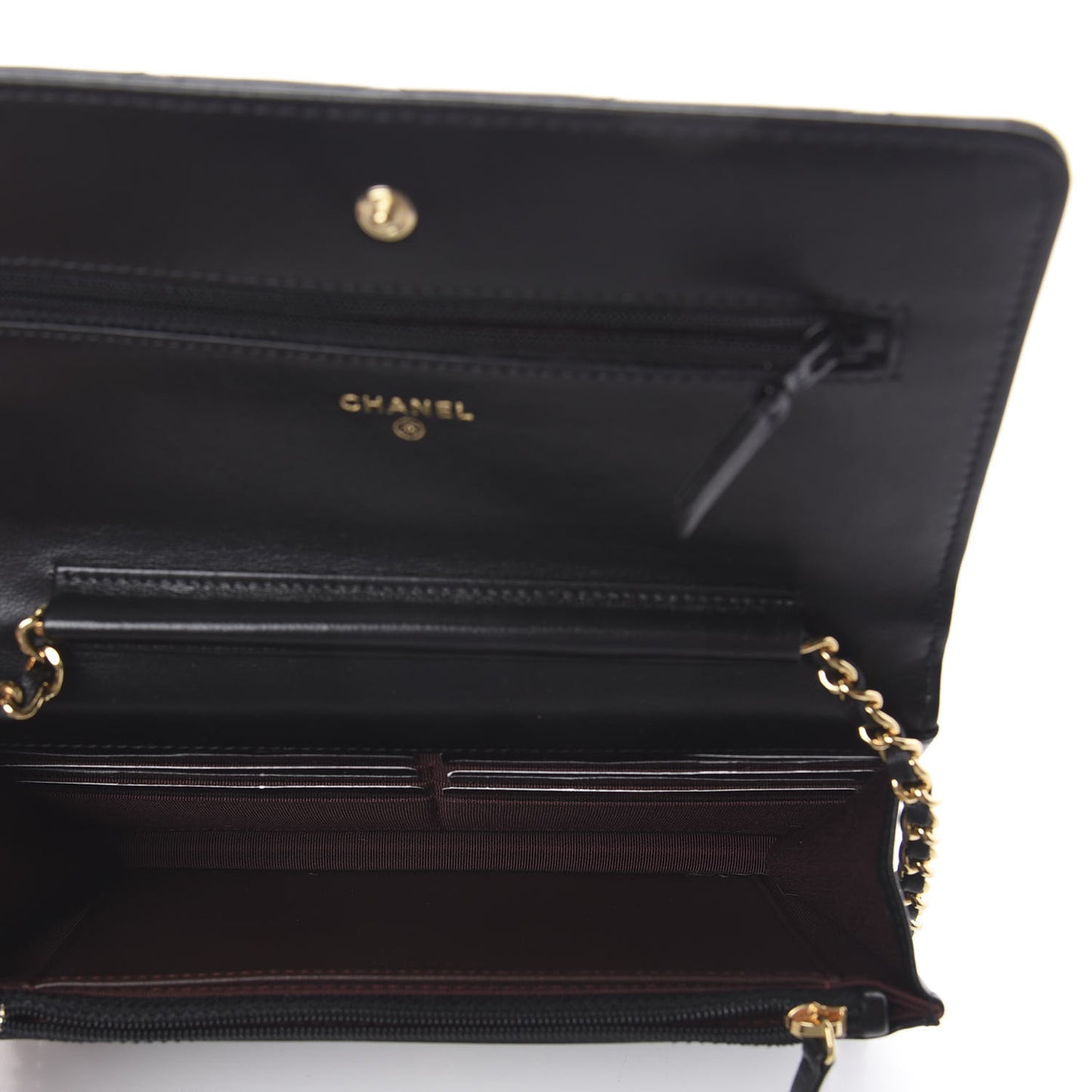 Lambskin Quilted Wallet On Chain WOC Black