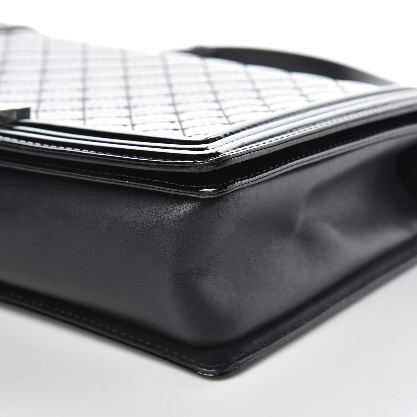 Patent Quilted Large Boy Flap Black