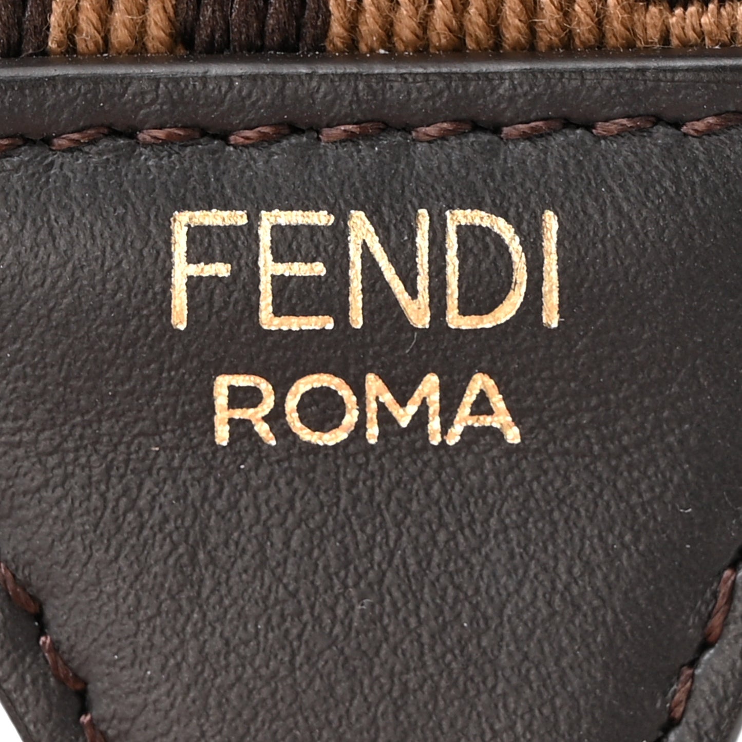 Ribbon Vitello Century FF 1974 Flat Studded Strap You Fango Marrone Ebano