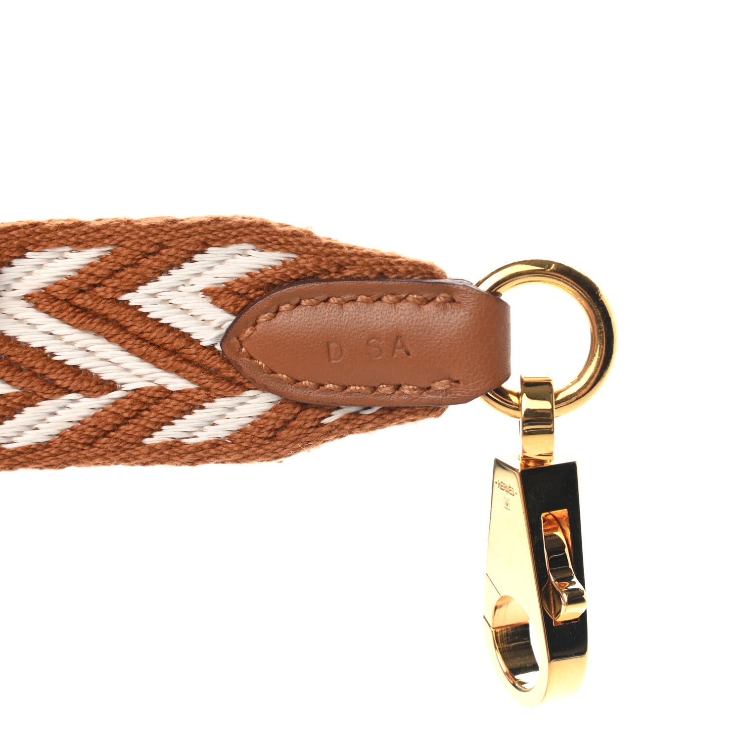 Hermes Toile Swift 25mm Sangle ZigZag Shoulder Strap Gold White 4 of 6