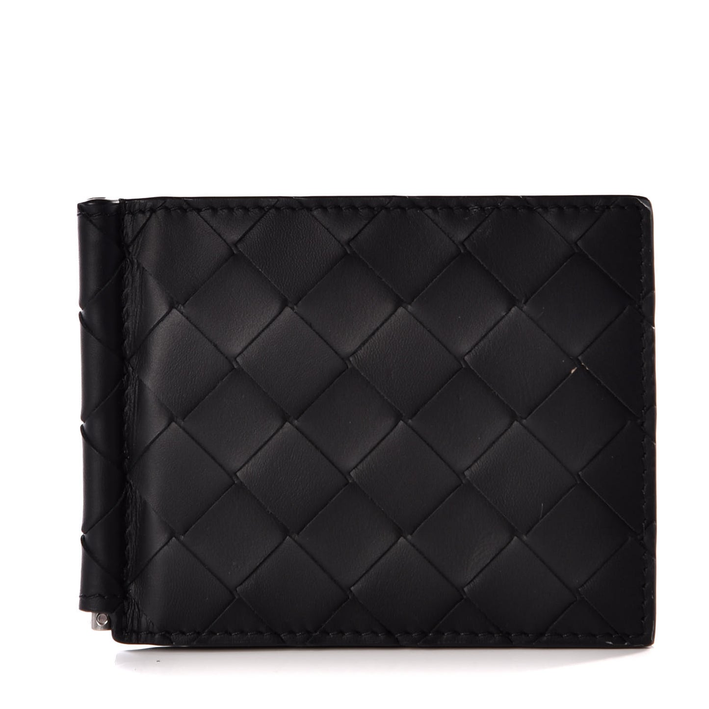 Nappa Maxi Intrecciato Bi-Fold Money Clip Wallet Black