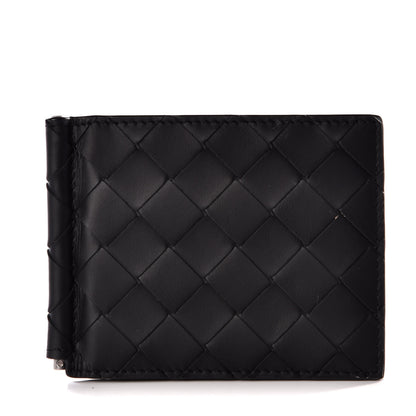 Bottega Veneta Nappa Maxi Intrecciato Bi-Fold Money Clip Wallet Black 1 of 9
