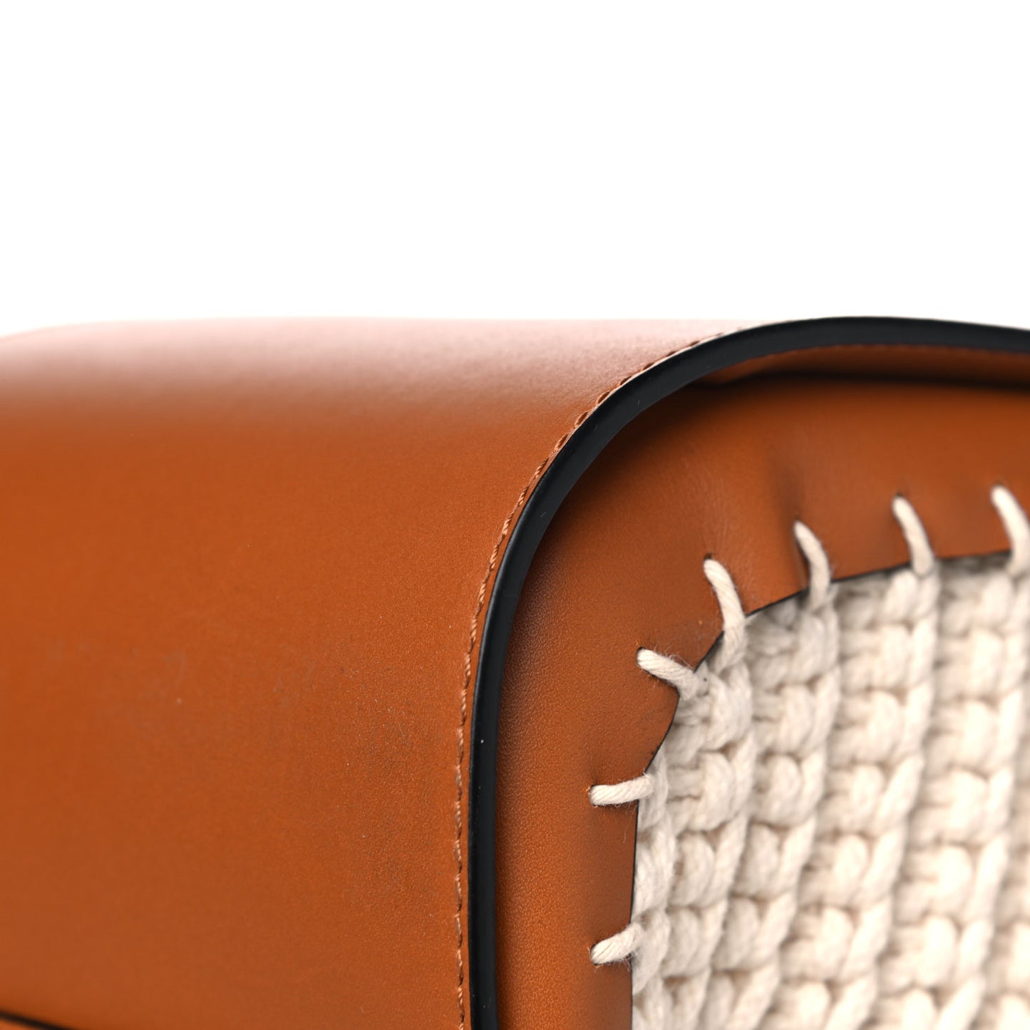 Calfskin Crochet Small Hammock Shoulder Bag Tan Natural