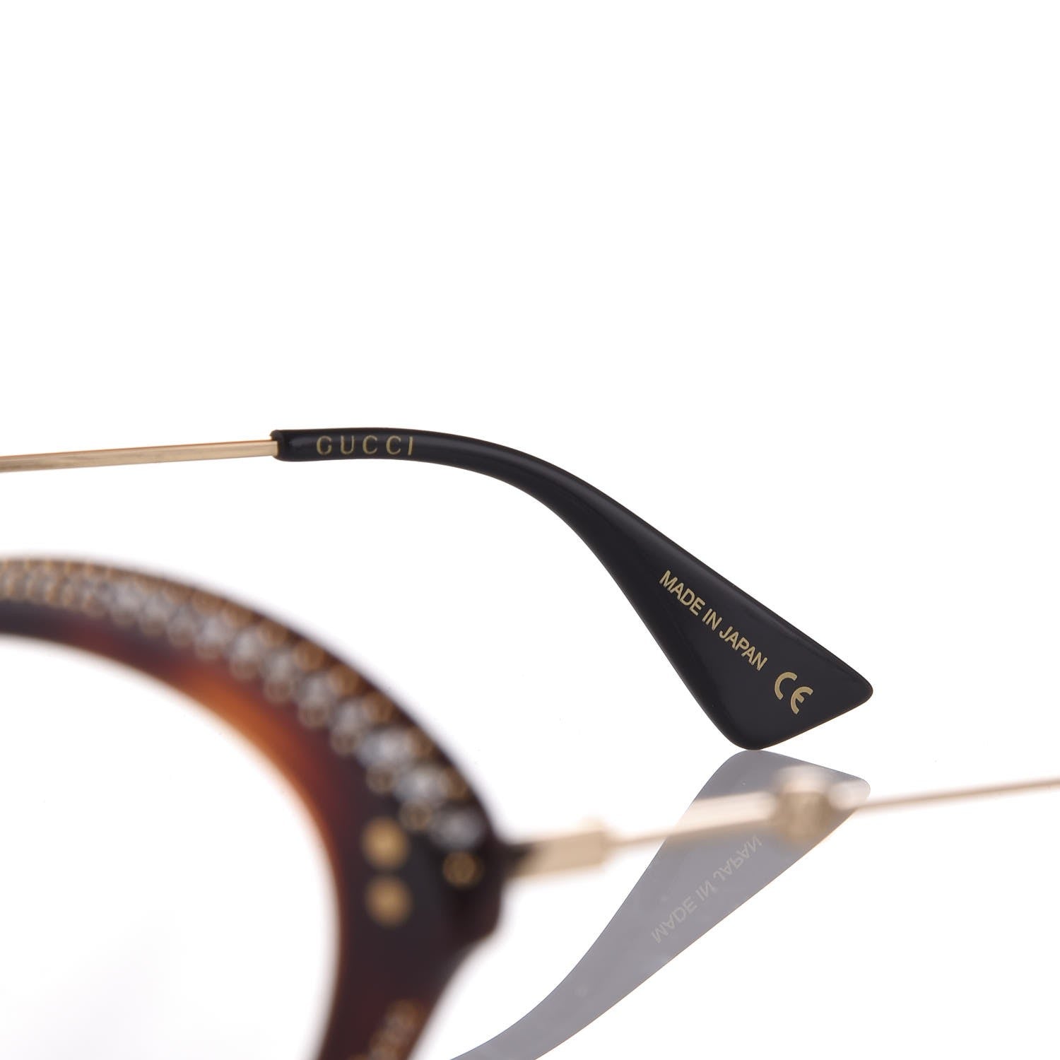 Gucci Crystal Cat Eye Glasses GG0215O Havana 6 of 8