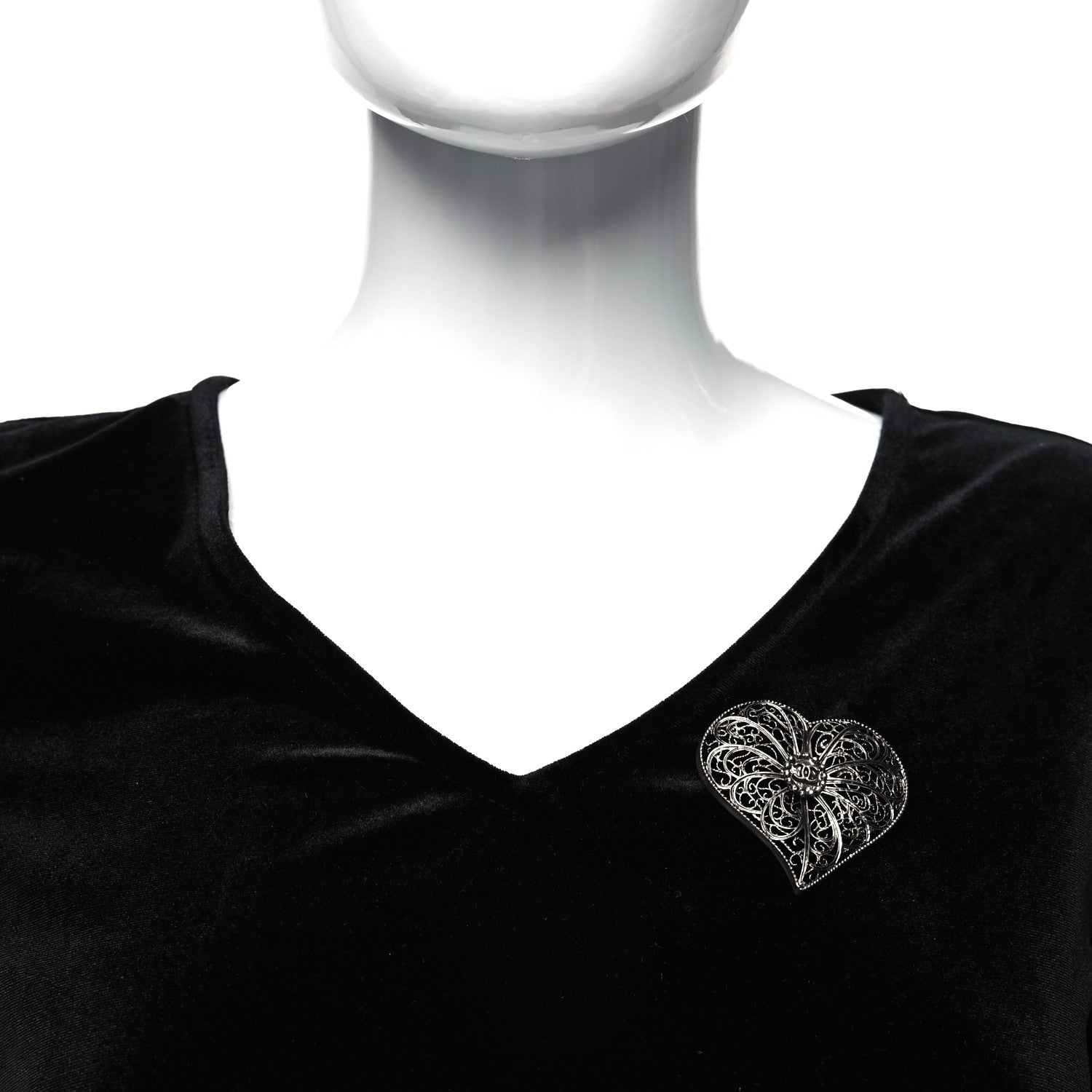 Chanel Ruthenium CC Heart Brooch 2 of 4