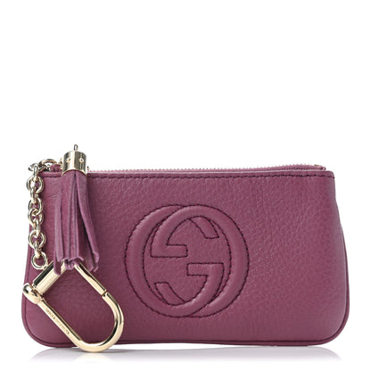 Gucci Pebbled Calfskin Soho Key Case Peonia Flower 1 of 4