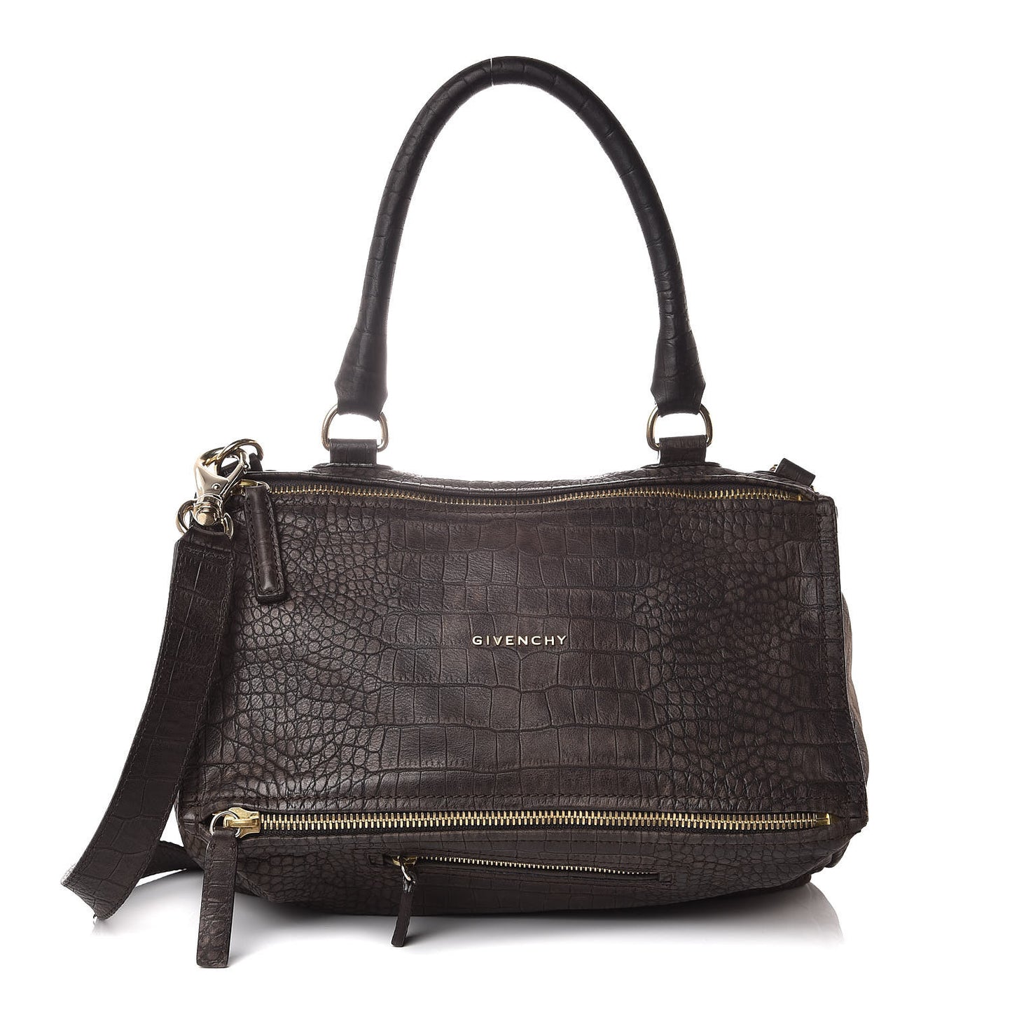 Nubuck Crocodile Embossed Medium Pandora Dark Grey