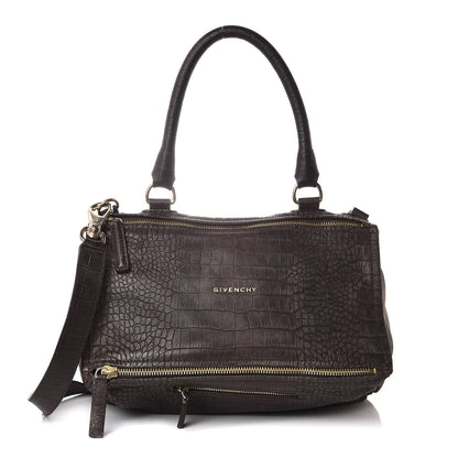 Givenchy Nubuck Crocodile Embossed Medium Pandora Dark Grey 1 of 14