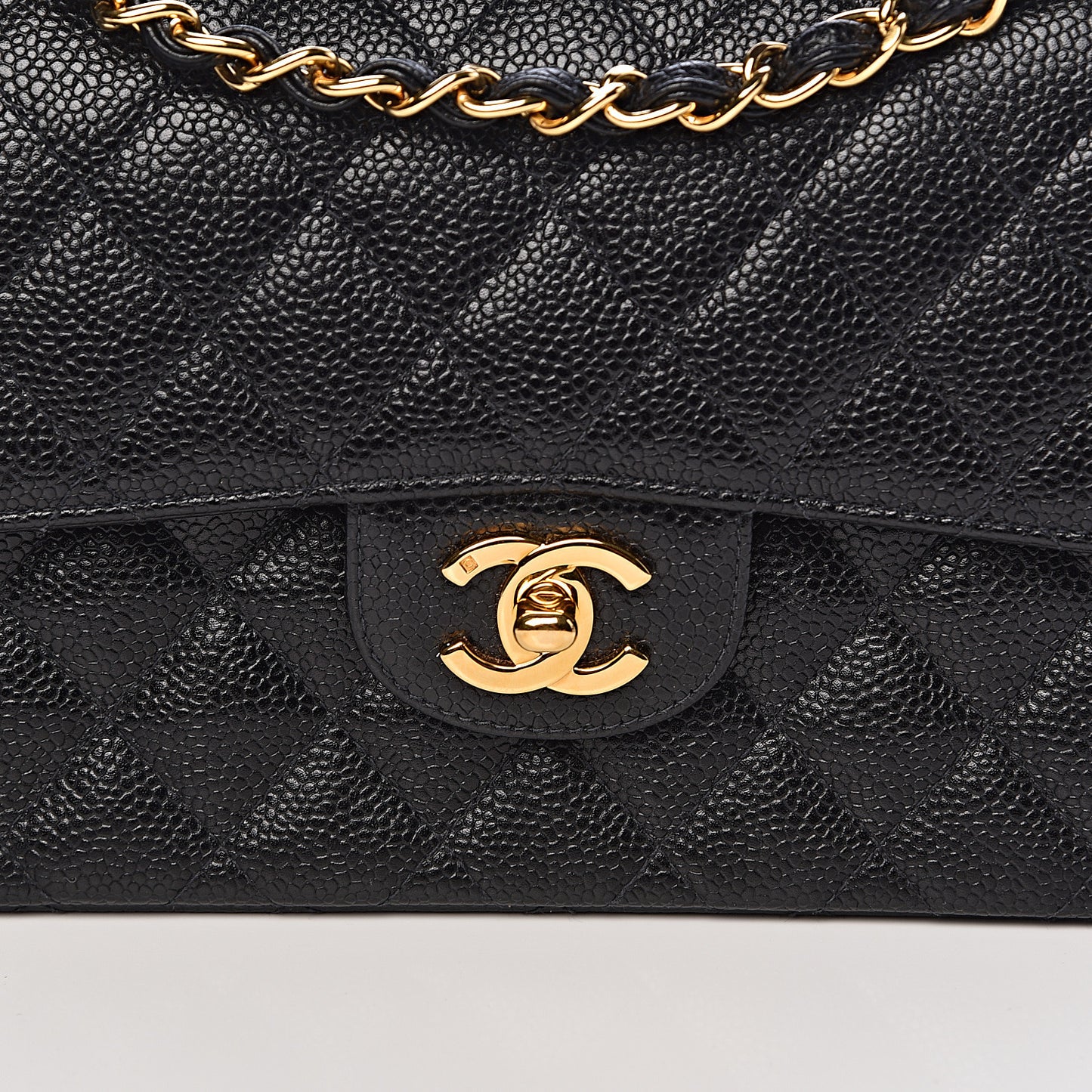 Caviar Quilted Small Double Flap Black