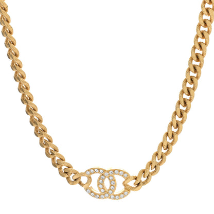 Chanel Crystal Chain Link CC Choker Necklace Gold 1 of 5