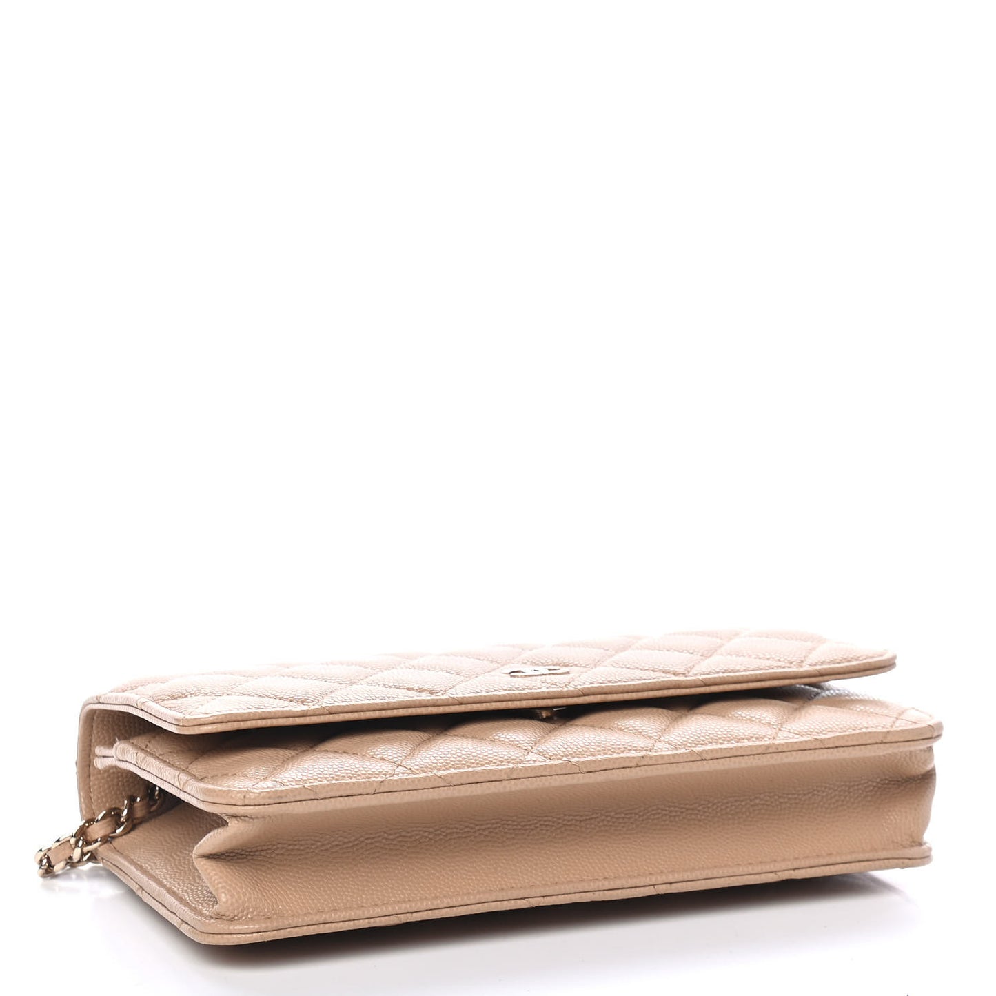 Caviar Quilted Wallet On Chain WOC Beige