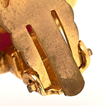 Chanel Gripoix CC Stud Earrings Pink Gold 5 of 5