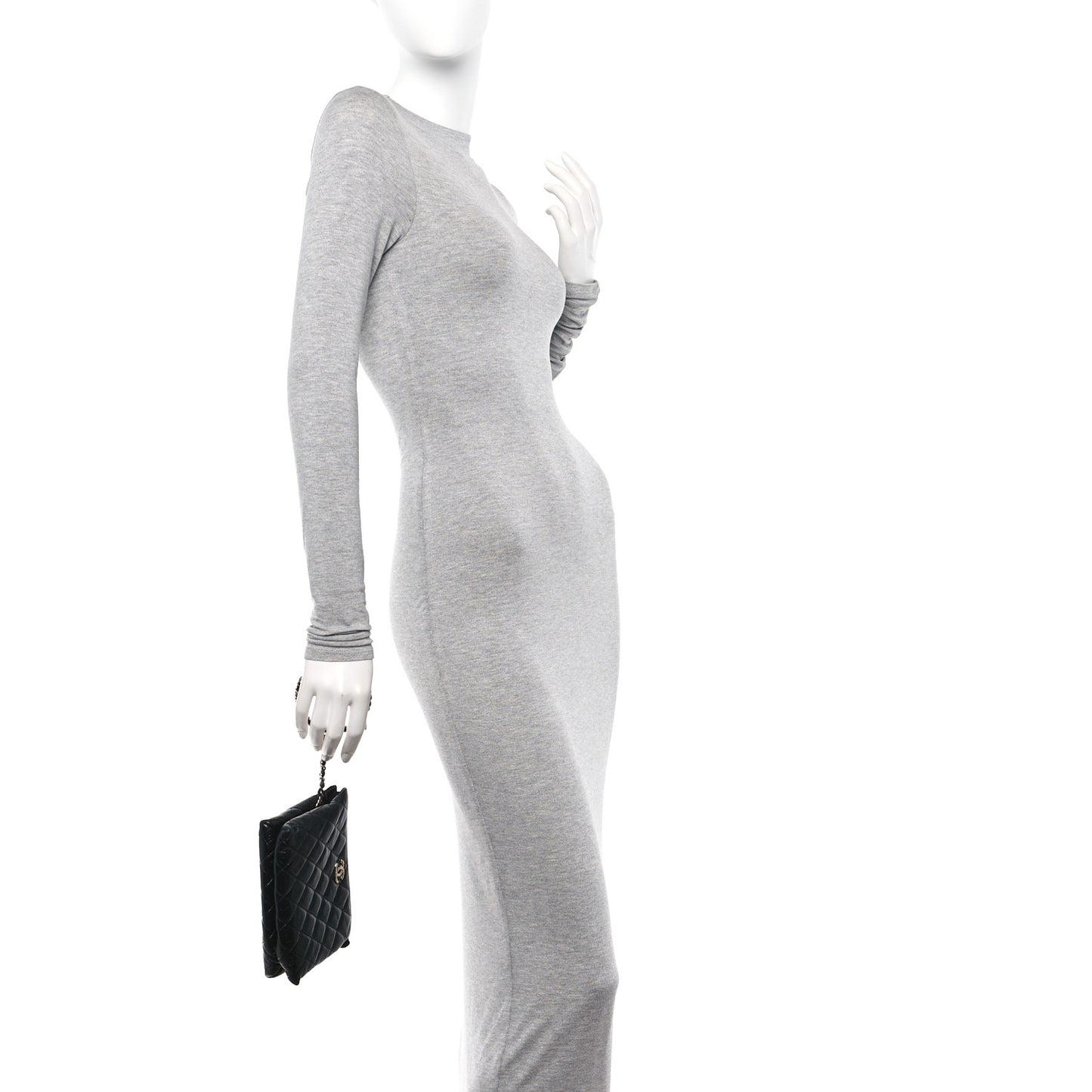 Shiny Crumpled Calfskin Quilted Clutch Bag Black