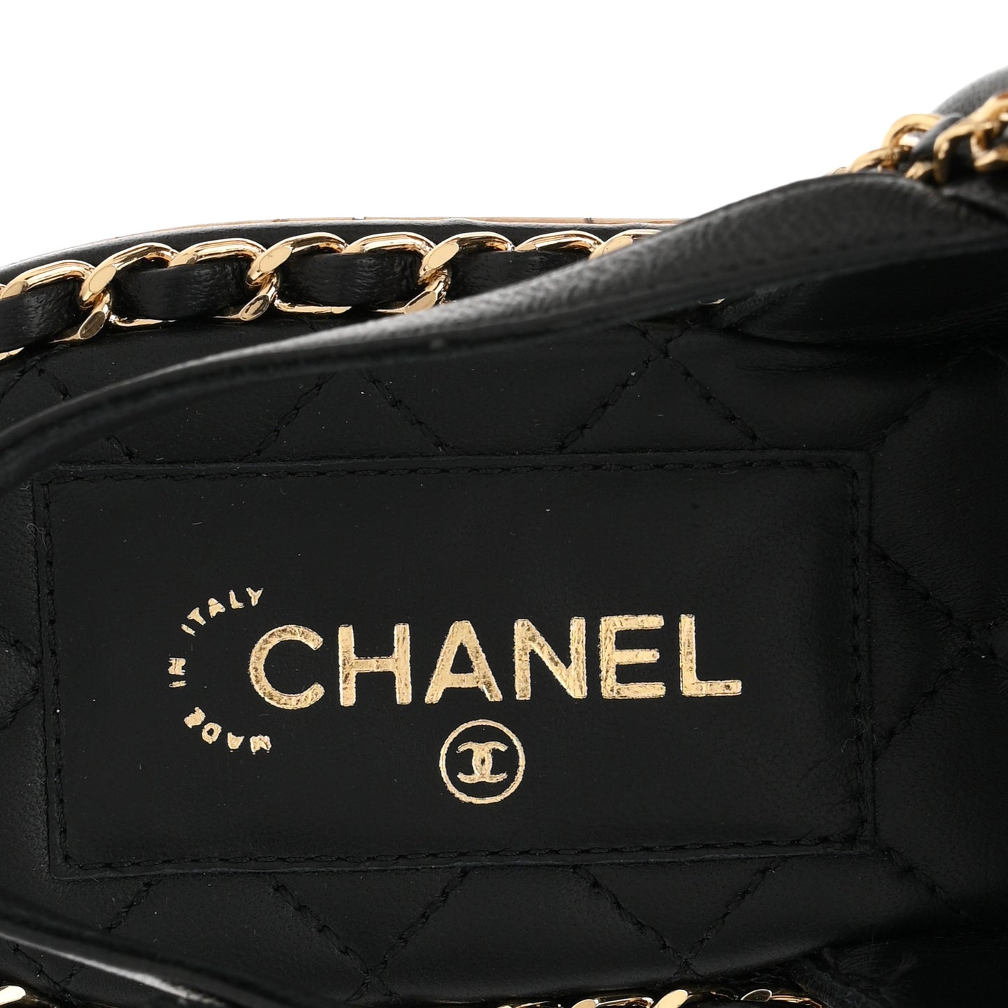 Lambskin Cork Chain Sandals 38 Black